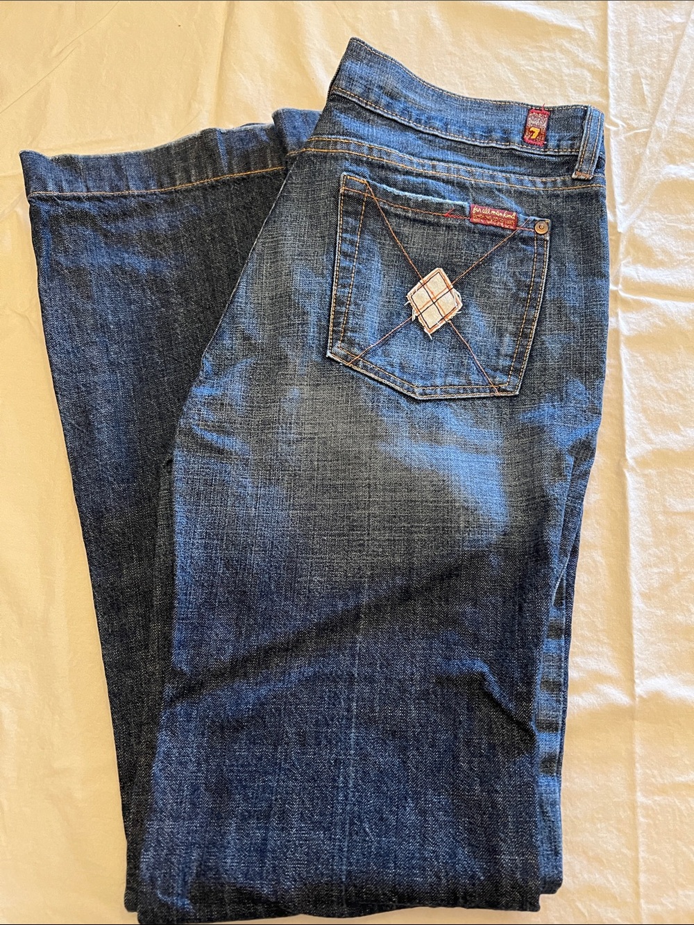 7 For All Mankind Women's Dark Blue Wide Leg Jeans
